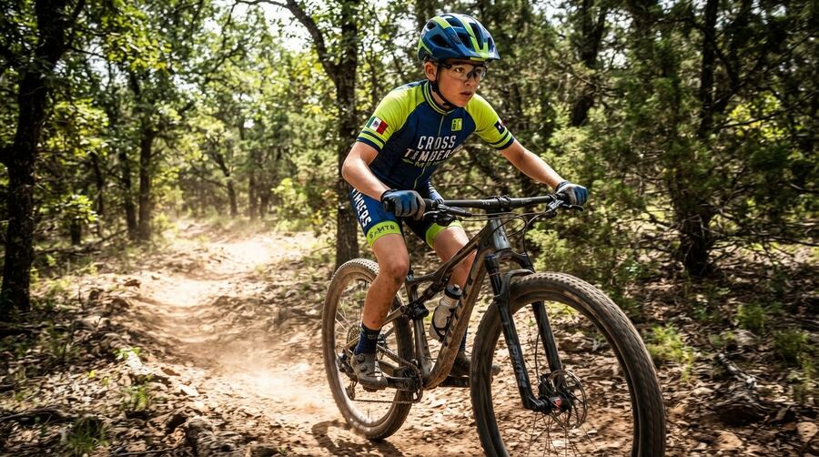 Cross Timbers MTB rider on a dusty trail