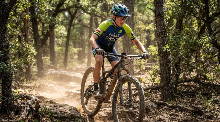 Cross Timbers MTB rider on a Texas trail